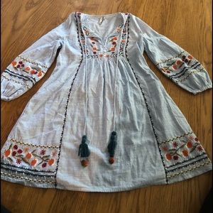 XS white with blue stripes Zara trf mini dress